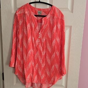 Como Vintage Red Patterned Blouse